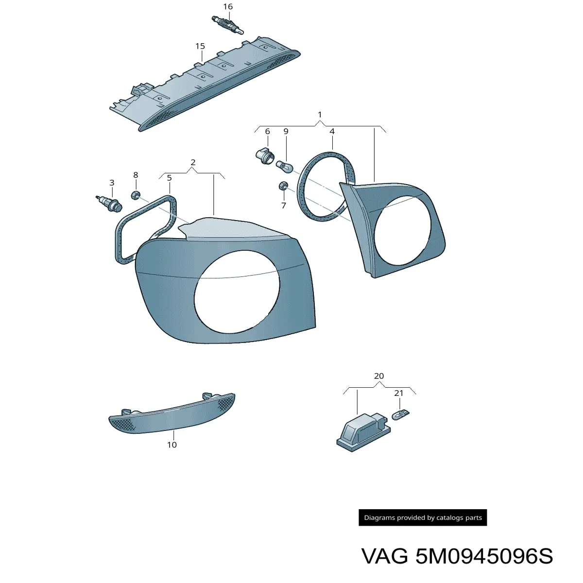 Ліхтар задній правий, зовнішній 5M0945096S VAG