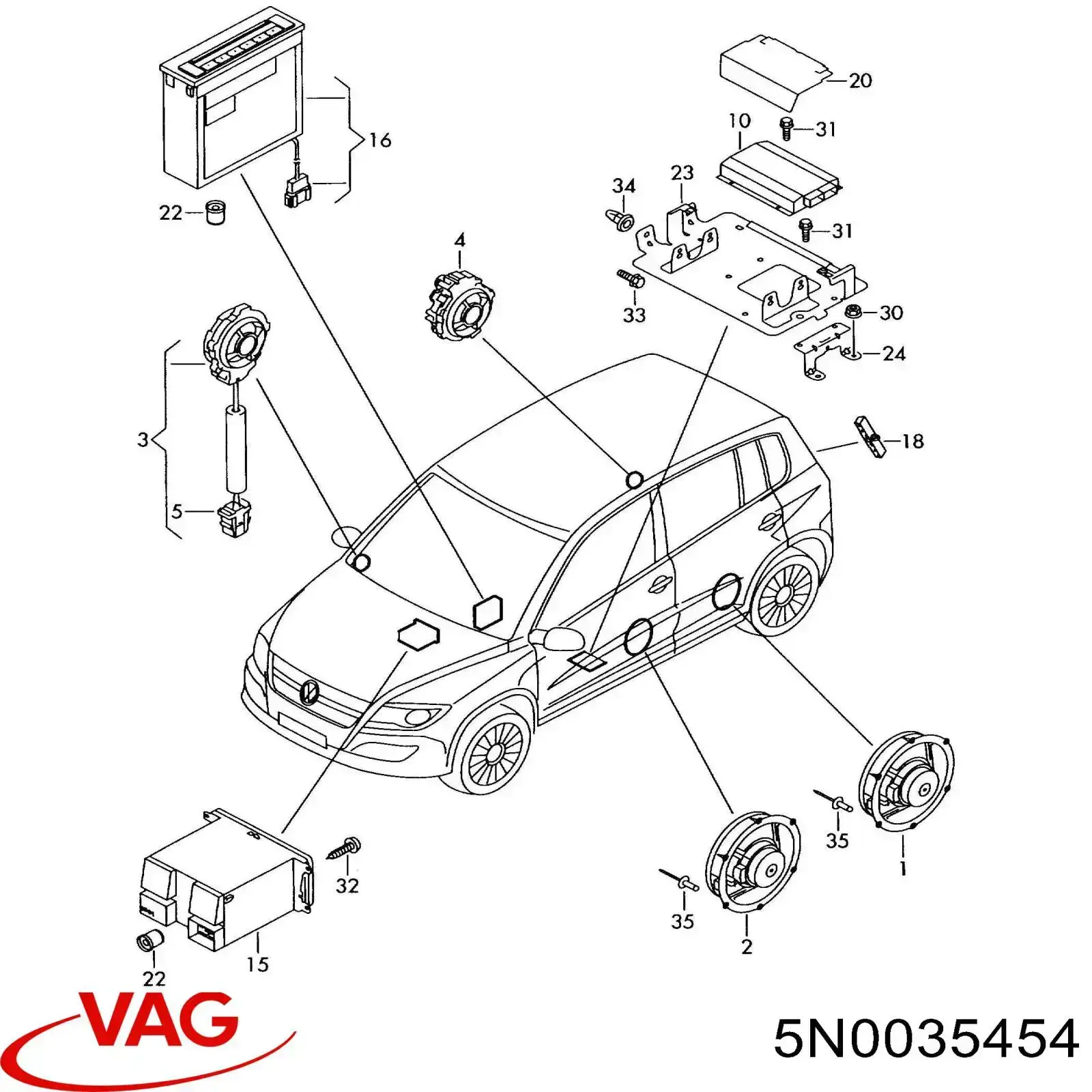 Купити 5N0035454 VAG Динамік передньої двері