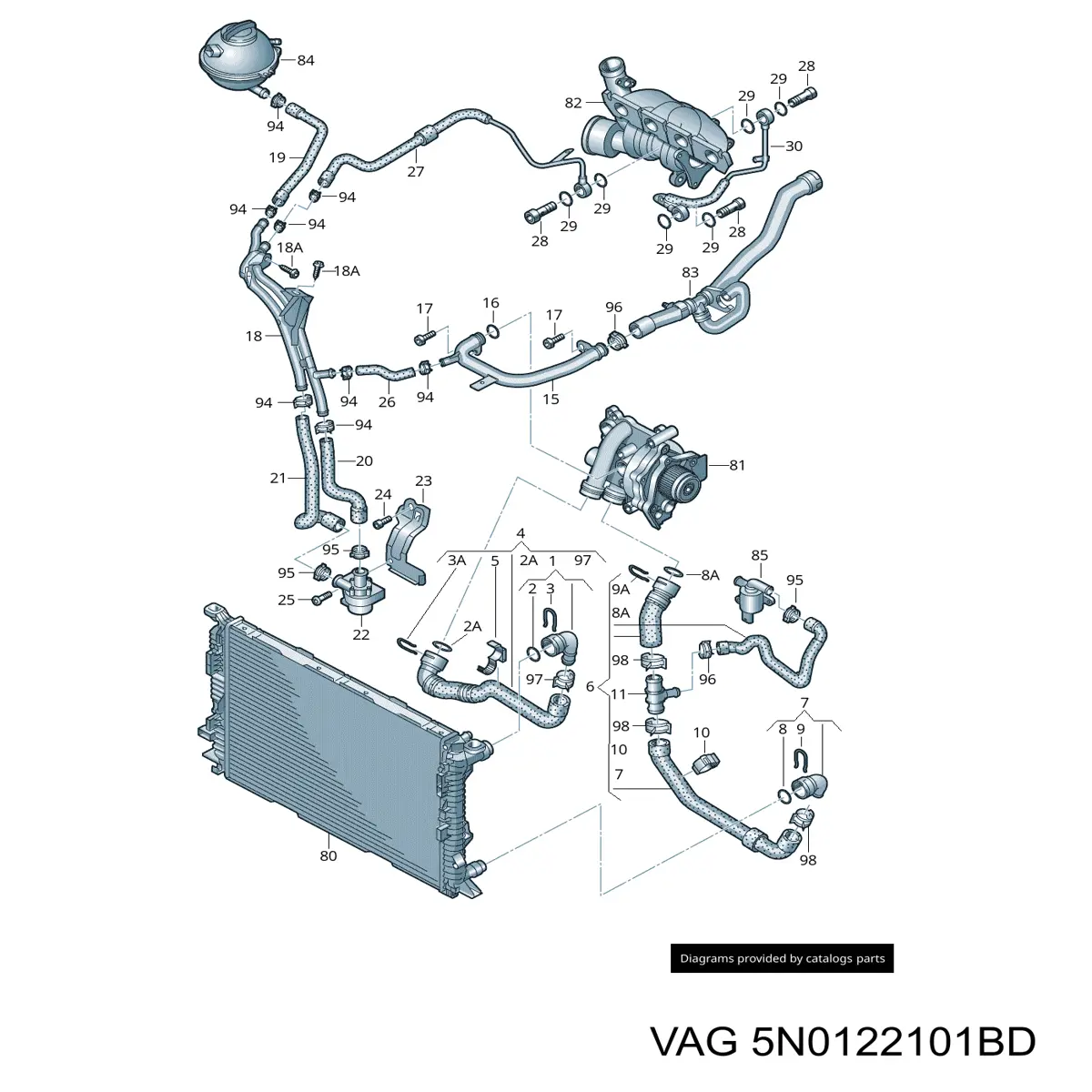 5N0122101BD VAG Патрубок системи охолодження