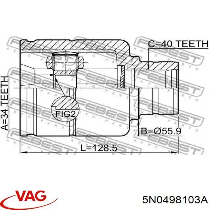 ШРКШ внутрішній, передній, правий VAG 5N0498103A ціна, від 32.74 USD