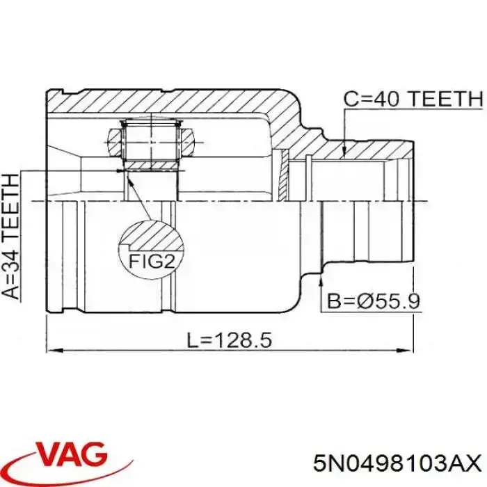 ШРКШ внутрішній, передній, правий VAG 5N0498103AX ціна, від 44.09 USD