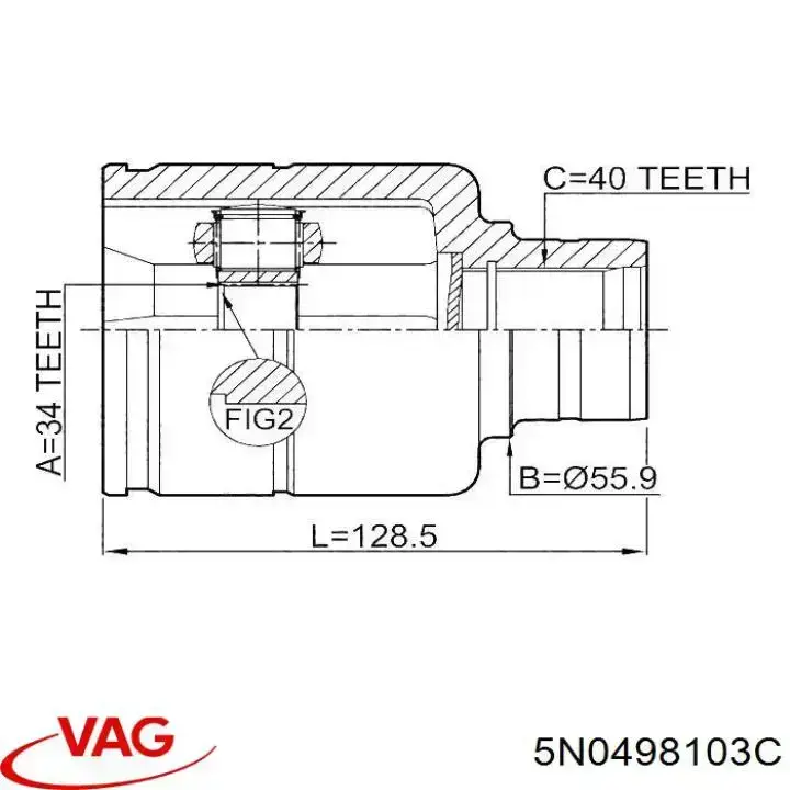 Купити 5N0498103C VAG ШРУС внутрішній, тришиб/трипод/тріпоід