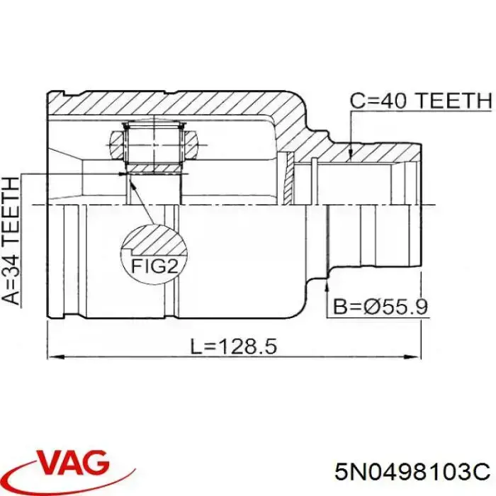 Внутришній трипоїд VAG 5N0498103C ціна, від 27.45 USD