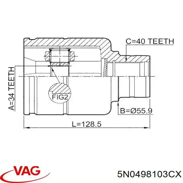 Внутришній трипоїд VAG 5N0498103CX ціна, від 27.44 USD