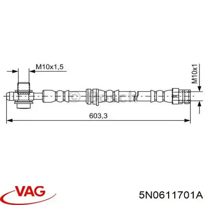 Купити 5N0611701A VAG Гальмівні шланги передні