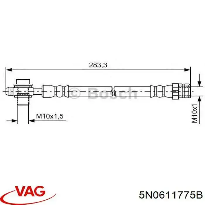 Шланг гальмівний задній 5N0611775B VAG