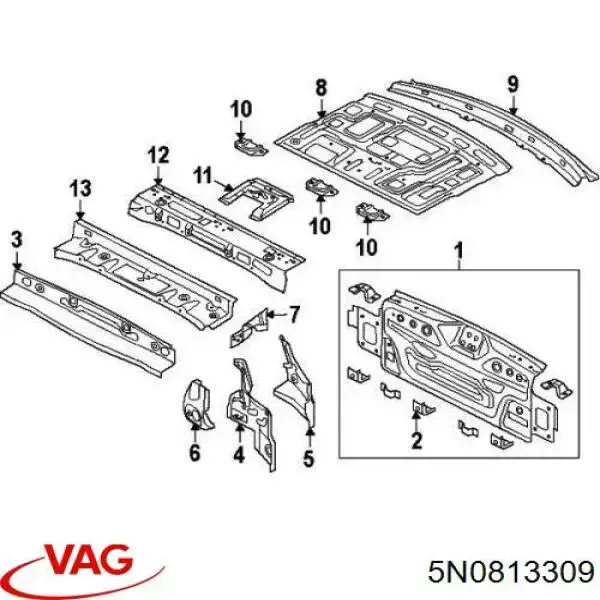Панель багажного відсіку VAG 5N0813309 ціна, від 211.63 USD