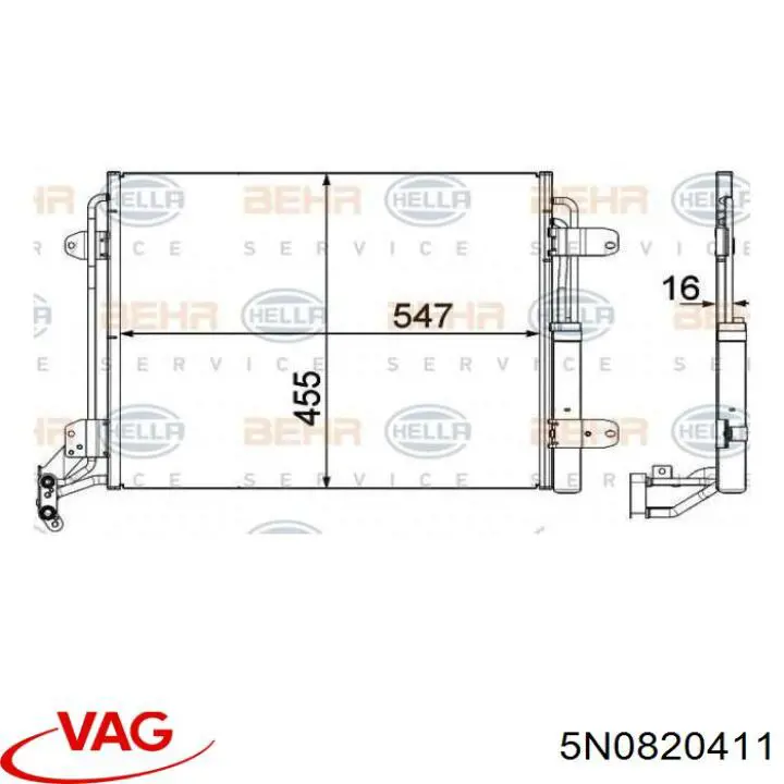 Радіатор кондиціонера 5N0820411 VAG