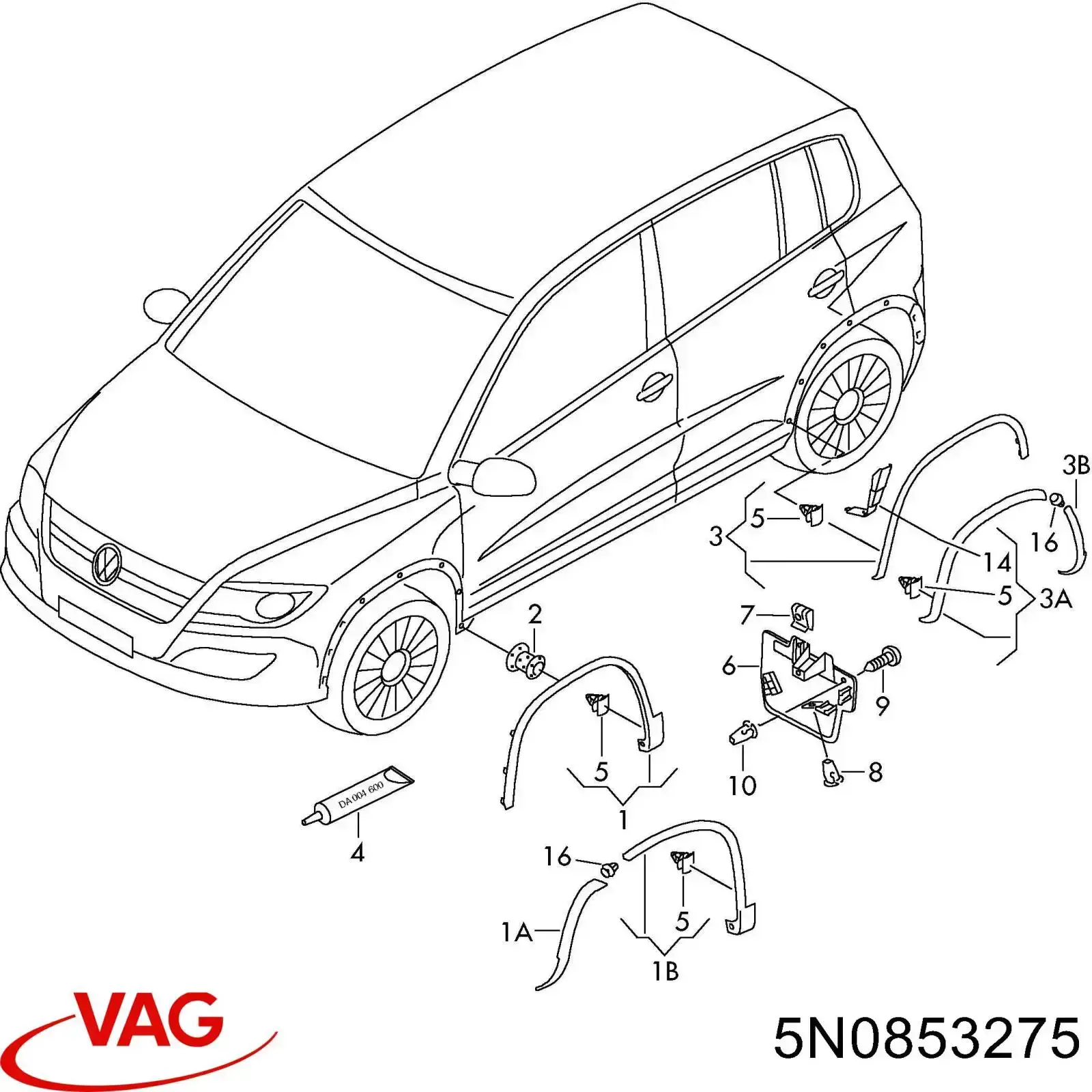 5N0853275 VAG Накладка заднього лівого крила