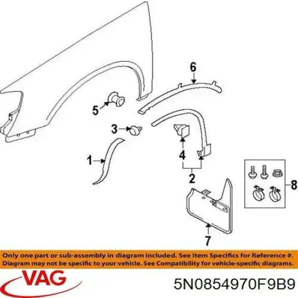 Розширювач переднього крила, правий 5N0854970F9B9 VAG