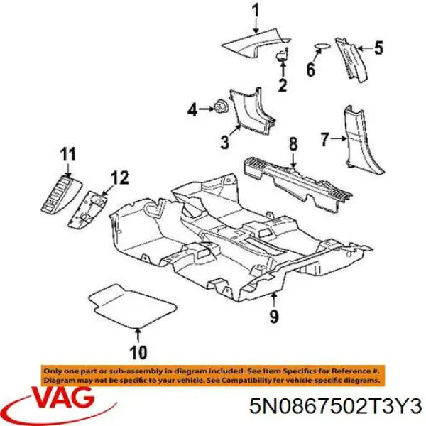 Обшивка даху VAG 5N0867502T3Y3 ціна, від 260.18 USD