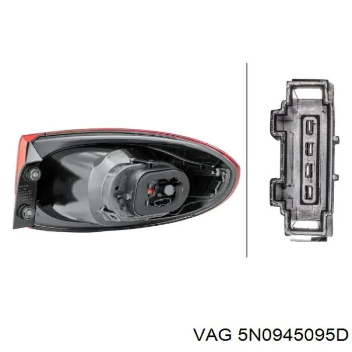 Ліхтар задній лівий, зовнішній 5N0945095D VAG