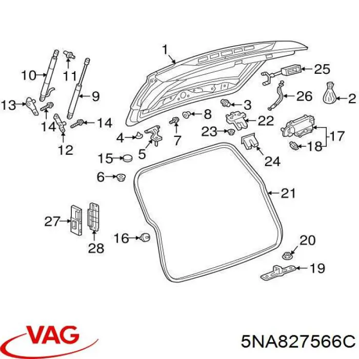 5NA827566C VAG Кнопка приводу замка задньої 3/5 двері (ляди)