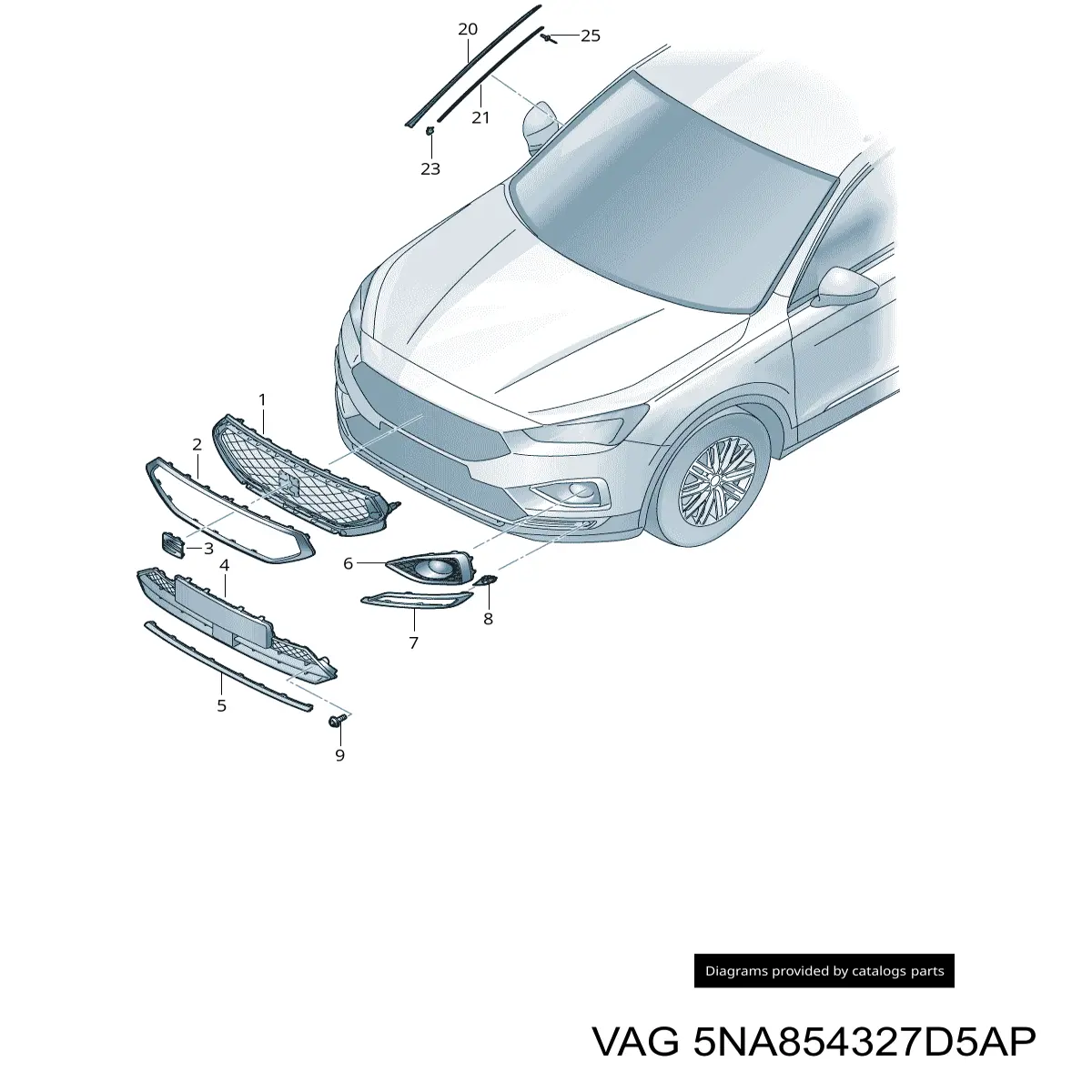  Молдинг лобового скла, лівий VOLKSWAGEN Tiguan 