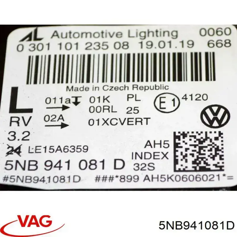 Основна фара - вставка VAG 5NB941081D ціна, від 332.39 USD