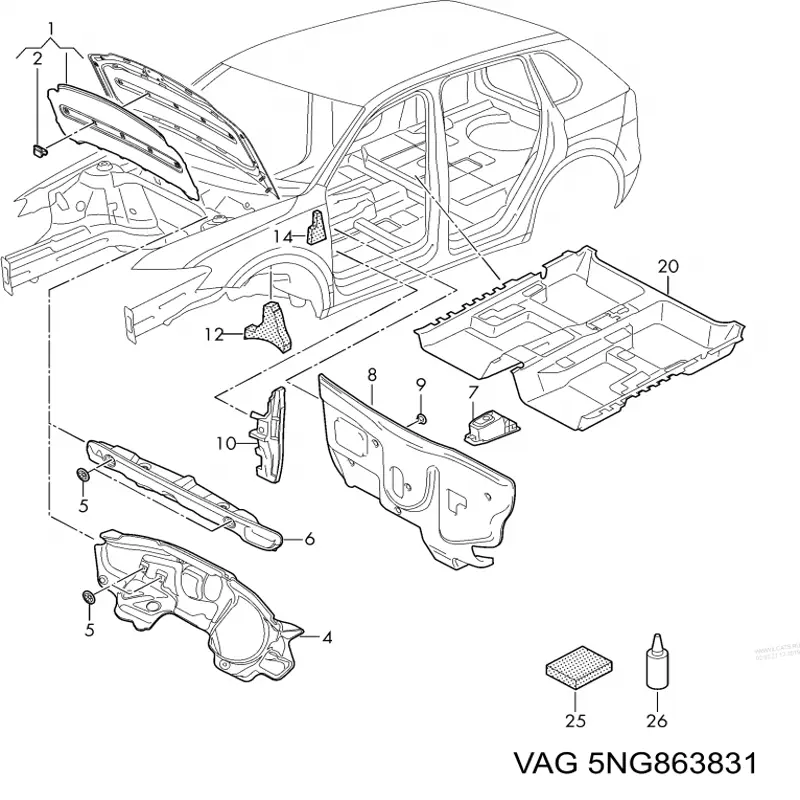 Купити 5NG863831 VAG Ізоляція моторного відсіку