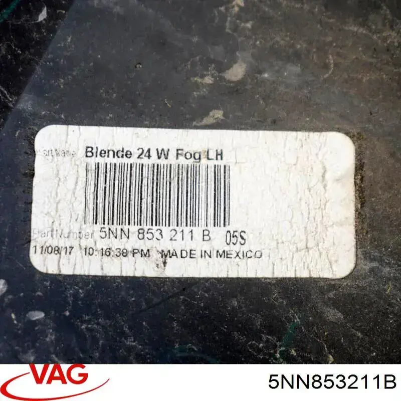 Решітка переднього бампера, ліва нижня 5NN853211B VAG