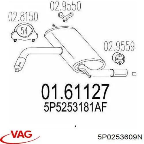 5P0253609N VAG Глушник, задня частина
