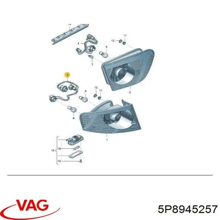 Плата заднього ліхтаря, контактна VAG 5P8945257 ціна, від 35.07 USD