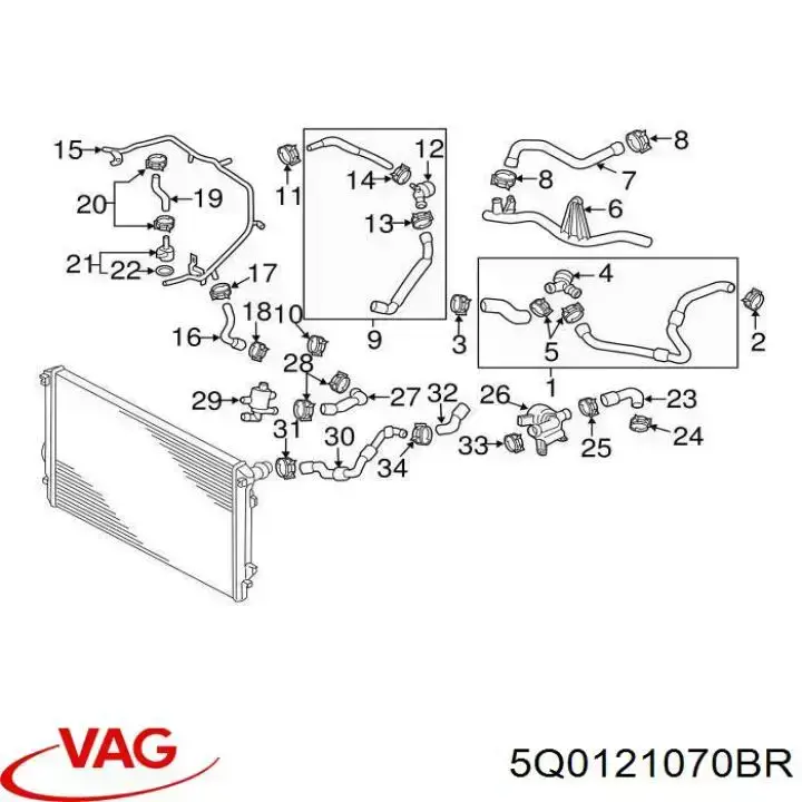 5Q0121070BR VAG шланг/патрубок системи охолодження