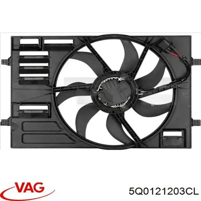 5Q0121203CL VAG дифузор радіатора охолодження, в зборі з двигуном і крильчаткою