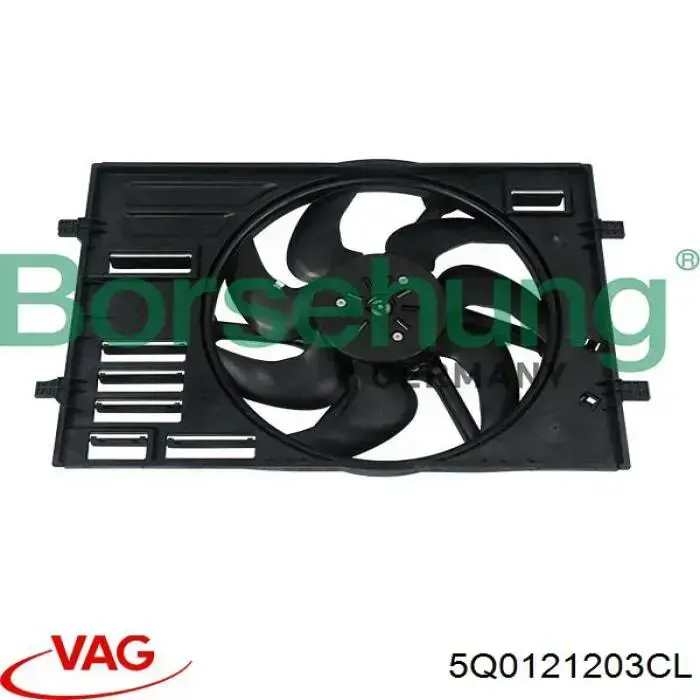 Купити 5Q0121203CL VAG Дифузор радіатора охолодження, в зборі з двигуном і крильчаткою