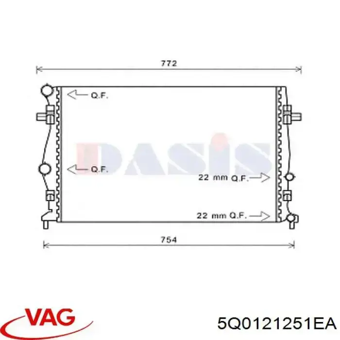 Купити 5Q0121251EA VAG Радіатор двигуна