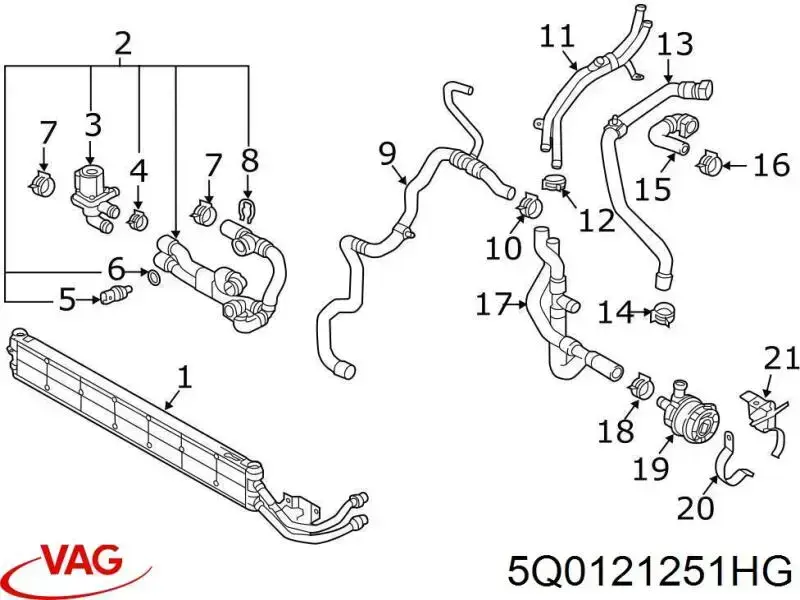Радіатор охолодження, додатковий VAG 5Q0121251HG ціна, від 174.16 USD