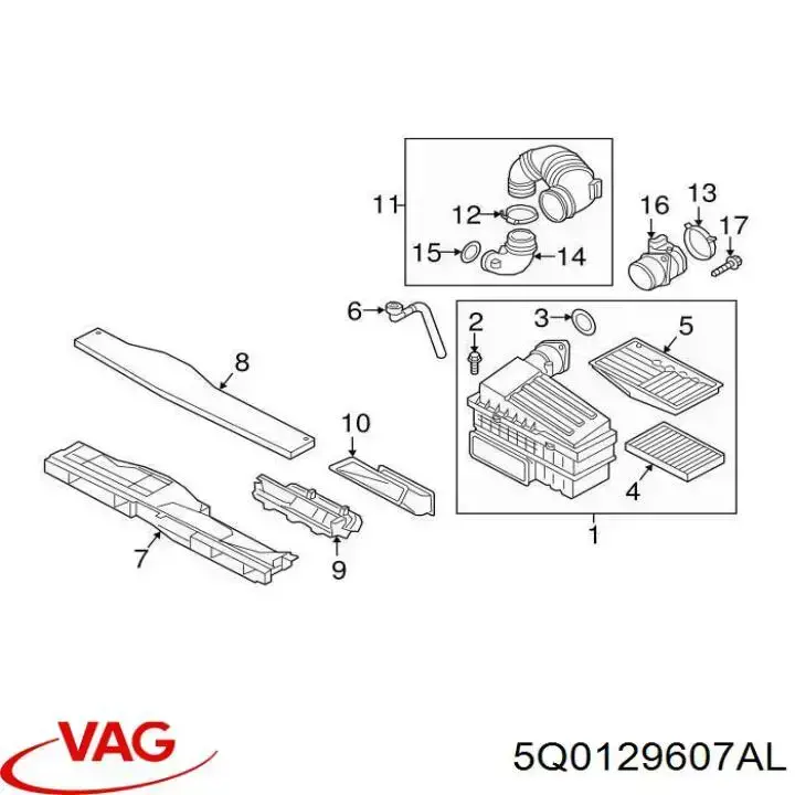 Корпус повітряного фільтра 5Q0129607AL VAG