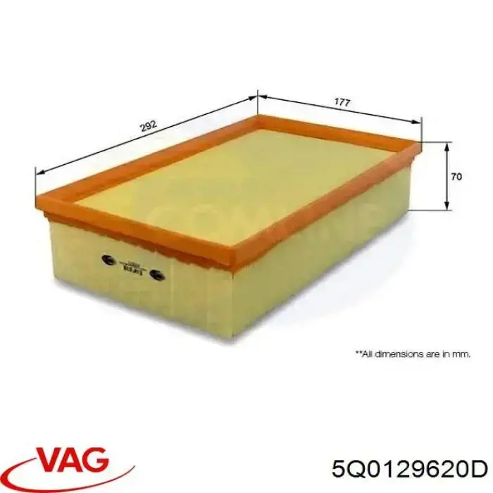 Купити 5Q0129620D VAG Автомобільний фільтр повітря