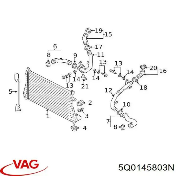 Система охолодження наддувочного повітря VAG 5Q0145803N ціна, від 110.97 USD