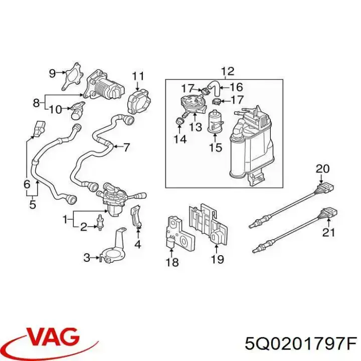 Адсорбер парів палива VAG 5Q0201797L ціна, від 42.33 USD
