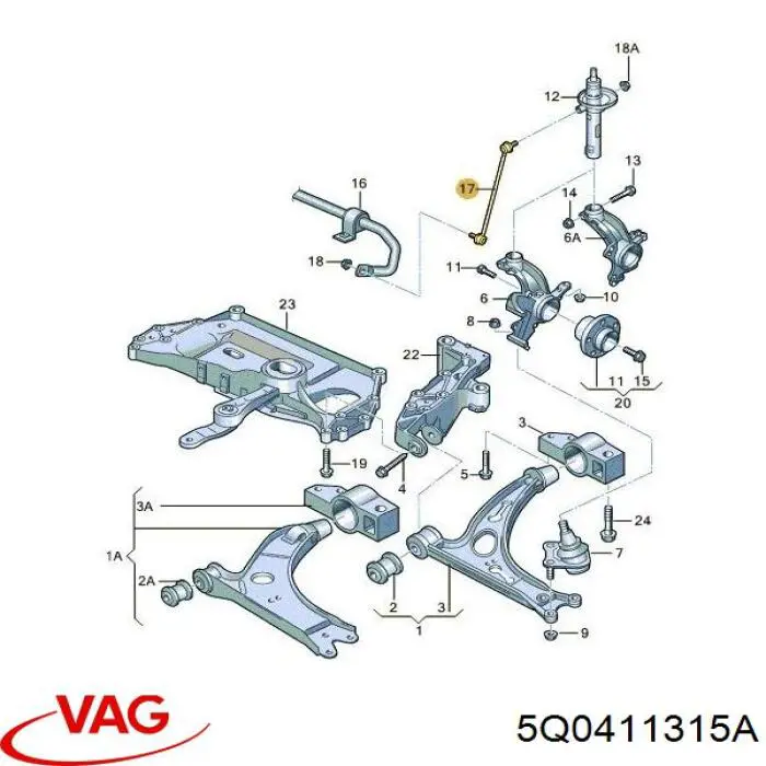 Стійка стабілізатора переднього 5Q0411315A VAG