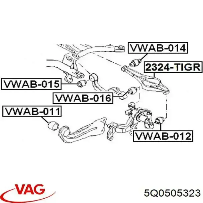 5Q0505323 VAG Важіль задньої підвіски верхній, лівий/правий