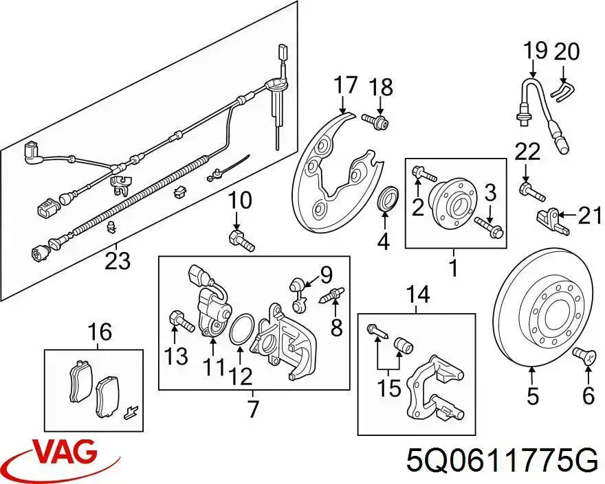 Шланг гальмівний задній 5Q0611775G VAG