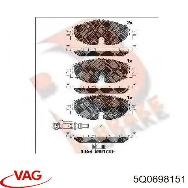 Гальмівні колодки VAG 5Q0698151 ціна, від 53.45 USD