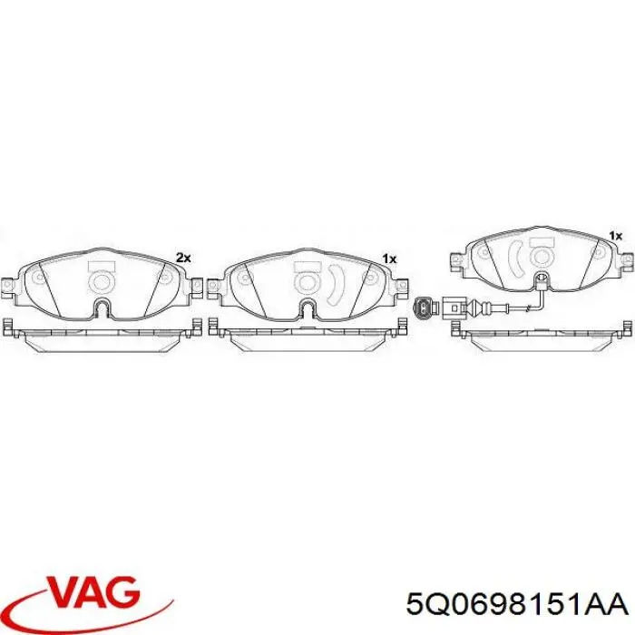 Купити 5Q0698151AA VAG Колодки гальмівні передні, дискові