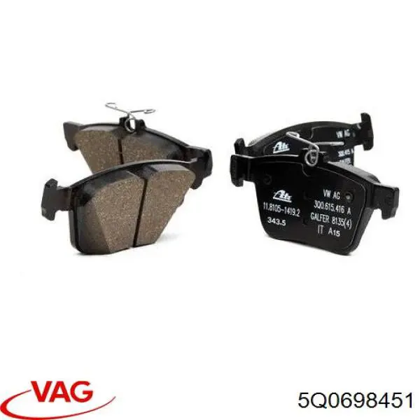 Задні гальмівні колодки 5Q0698451 VAG