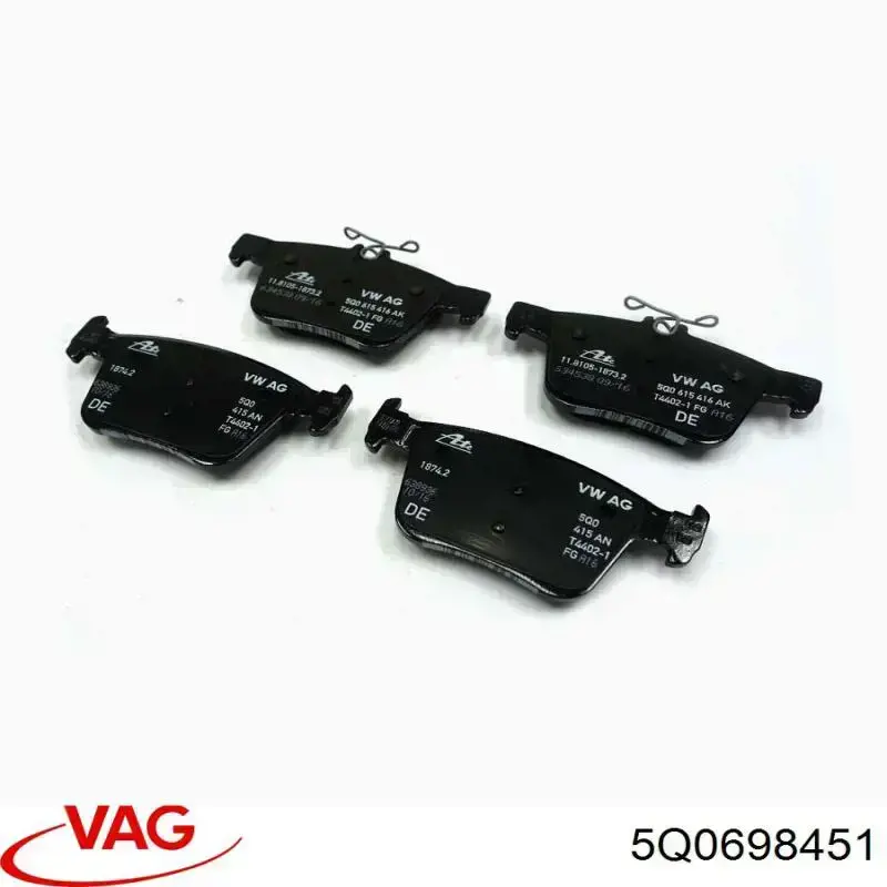 Задні гальмівні колодки 5Q0698451 VAG