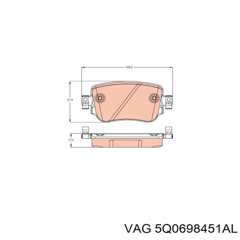Задні гальмівні колодки VAG 5Q0698451AL ціна, від 90.49 USD