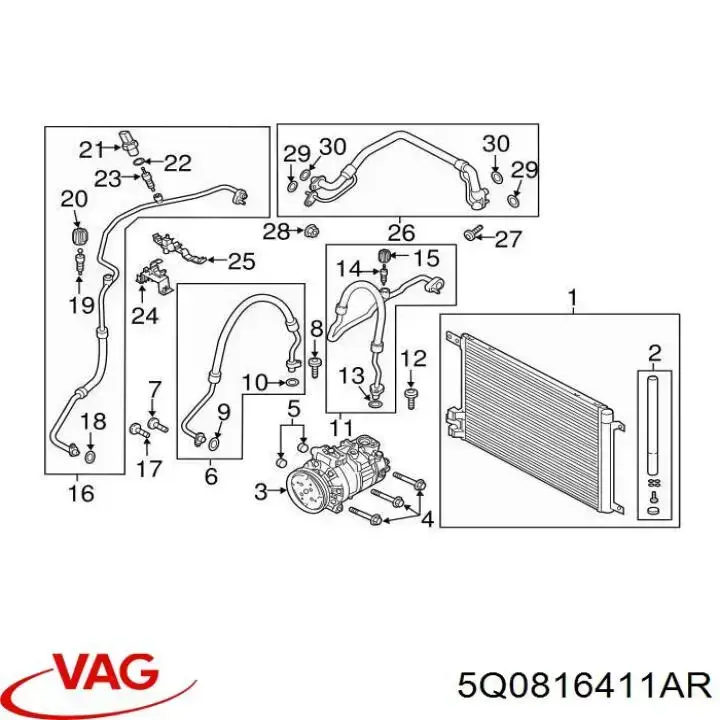5Q0816411AR VAG радіатор кондиціонера
