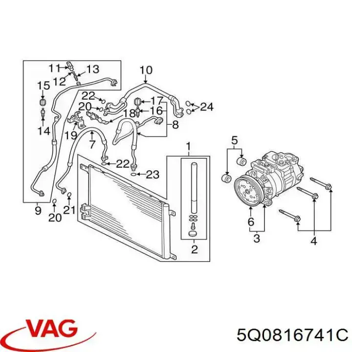 Шланг кондиціонера, від радіатора до випарника VAG 5Q0816741C ціна, від 114.02 USD