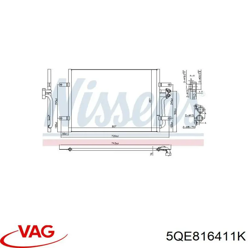 Радіатор кондиціонера 5QE816411K VAG