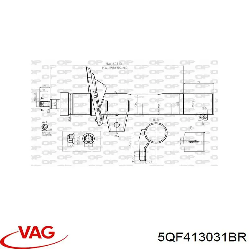 Купити 5QF413031BR VAG Амортизатор передньої підвіски