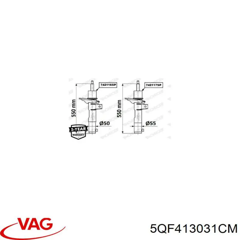 5QF413031CM VAG Стійка передня