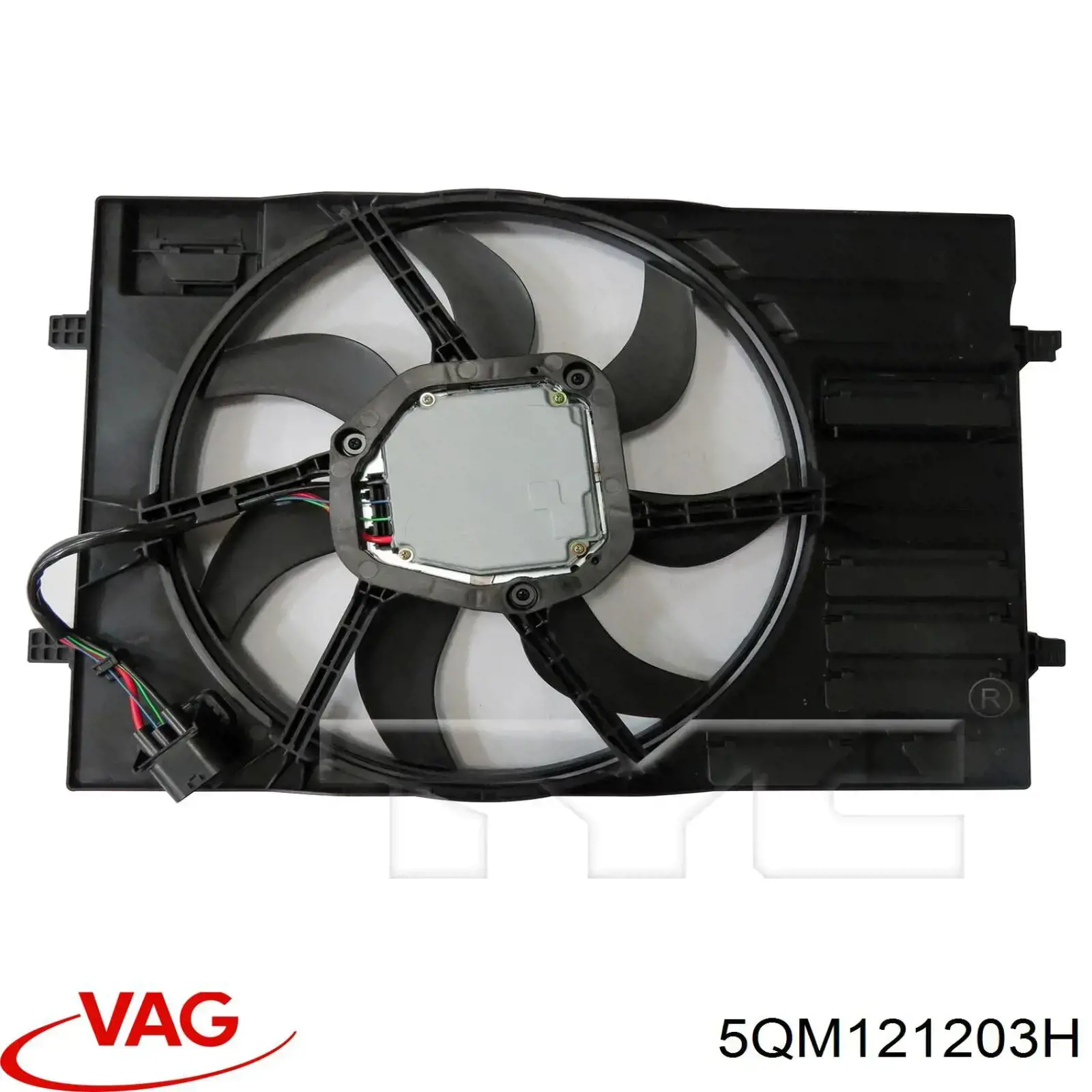 5QM121203H VAG Дифузор радіатора охолодження, в зборі з мотором і крильчаткою