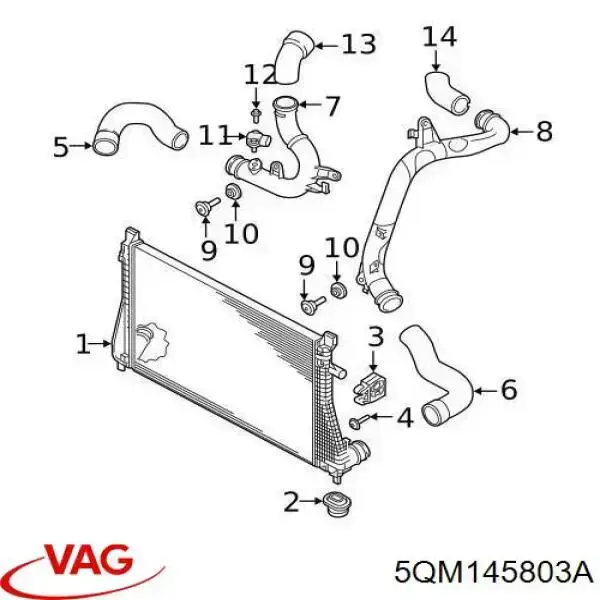 Система охолодження наддувочного повітря VAG 5QM145803A ціна, від 240.03 USD