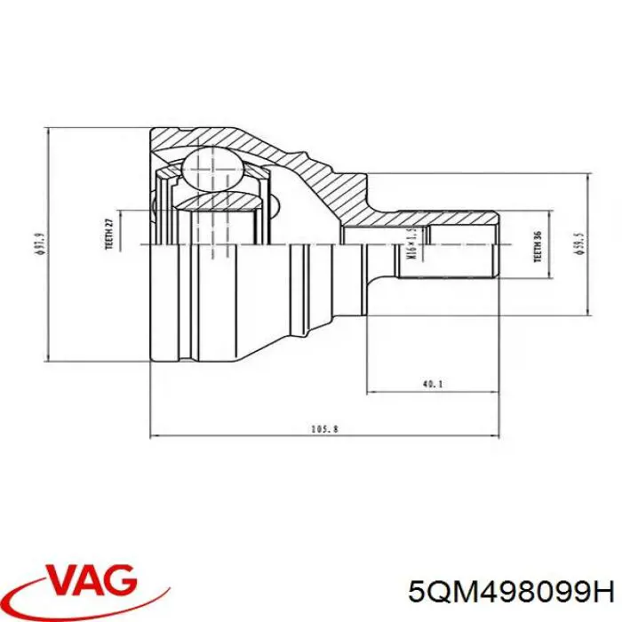 Купити 5QM498099H VAG Шарнір приводу зовнішній