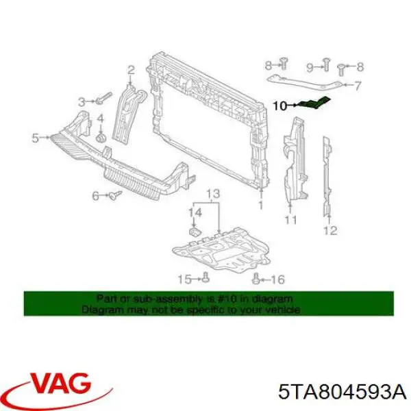 Кронштейн-адаптер кріплення фари передньої, лівої VAG 5TA804593A ціна, від 14.73 USD