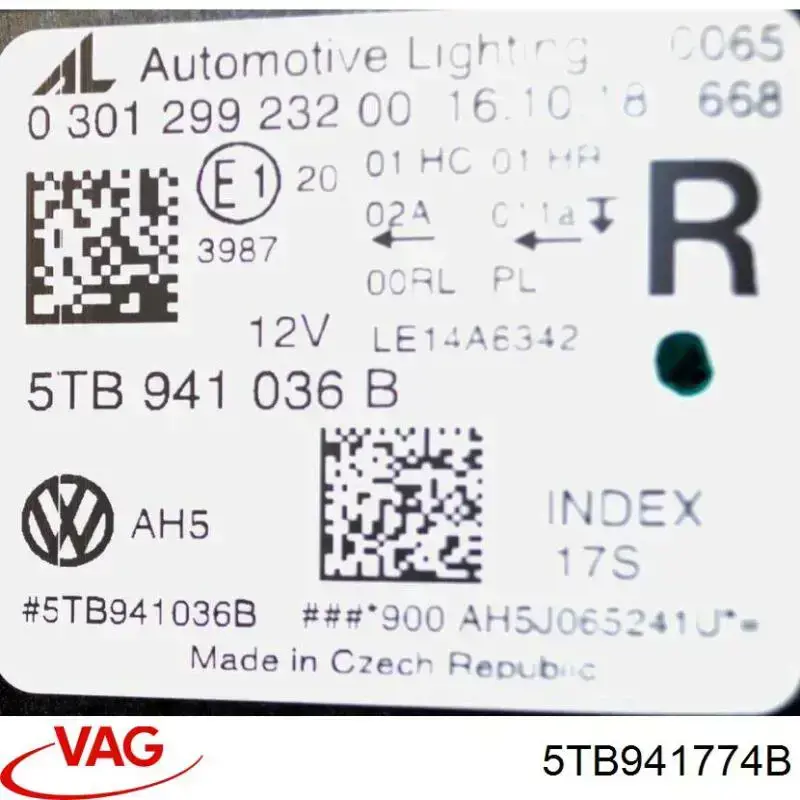 Купити 5TB941774B VAG Права блок фара
